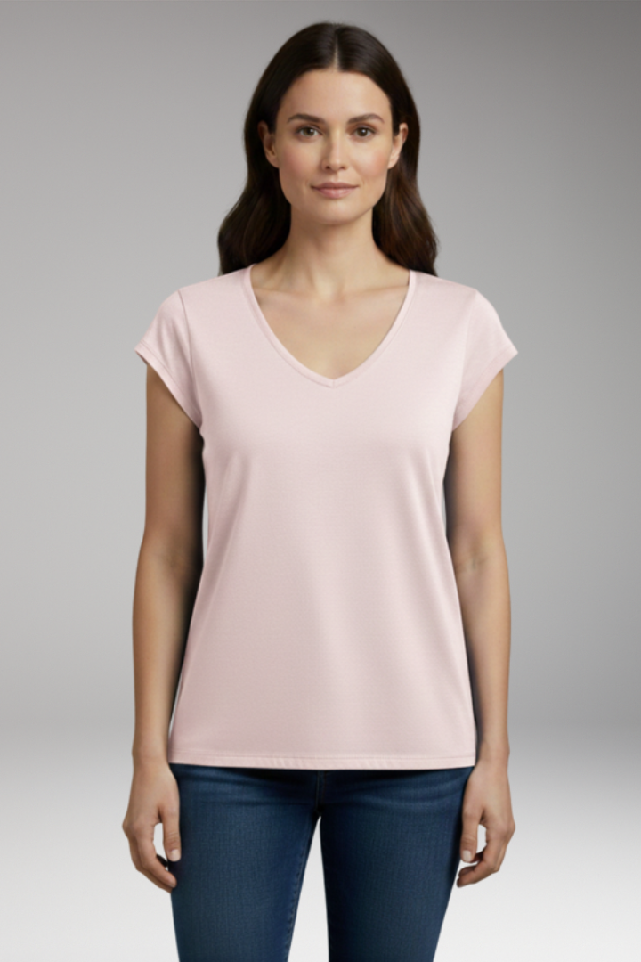 Women's Casual T-shirt with V-neck for Everyday Wear