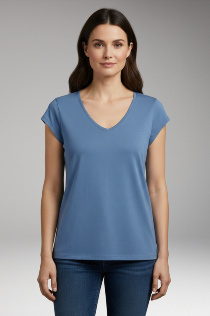 Women's Casual T-shirt with V-neck for Everyday Wear