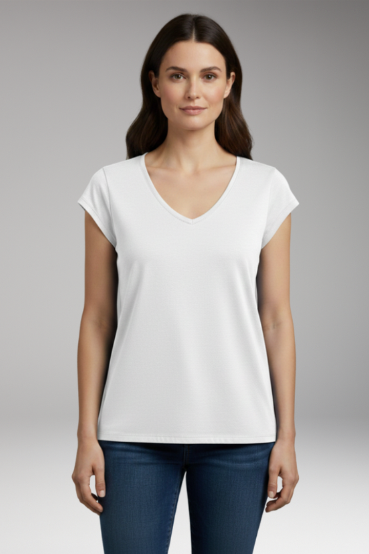 Women's Casual T-shirt with V-neck for Everyday Wear