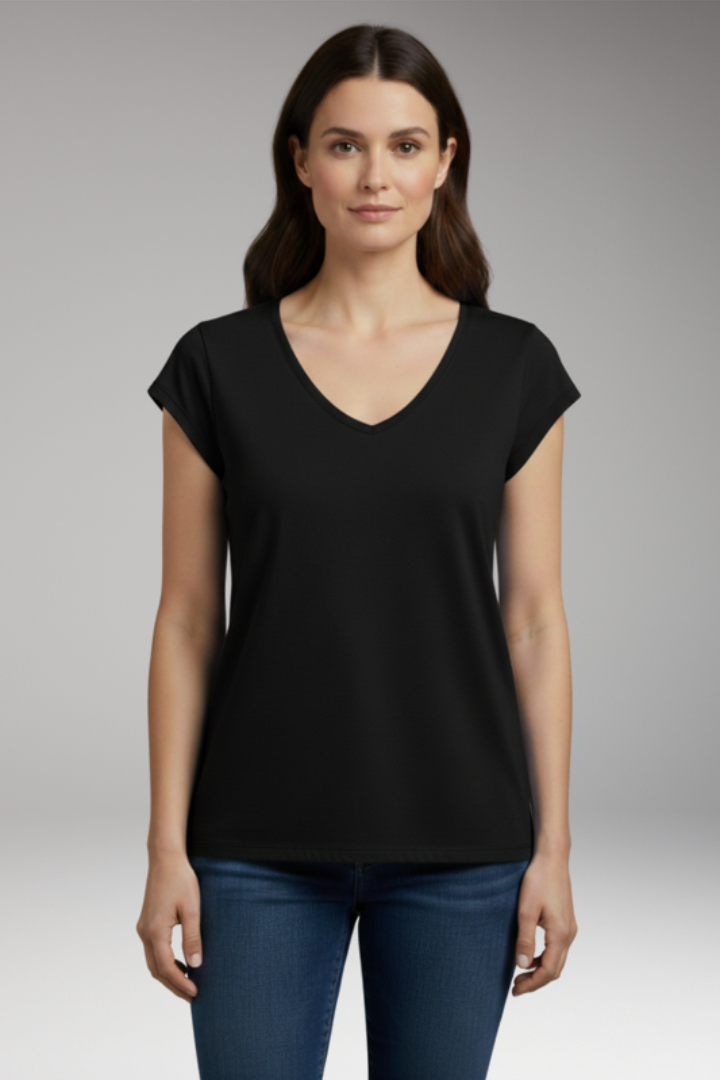 Women's Casual T-shirt with V-neck for Everyday Wear