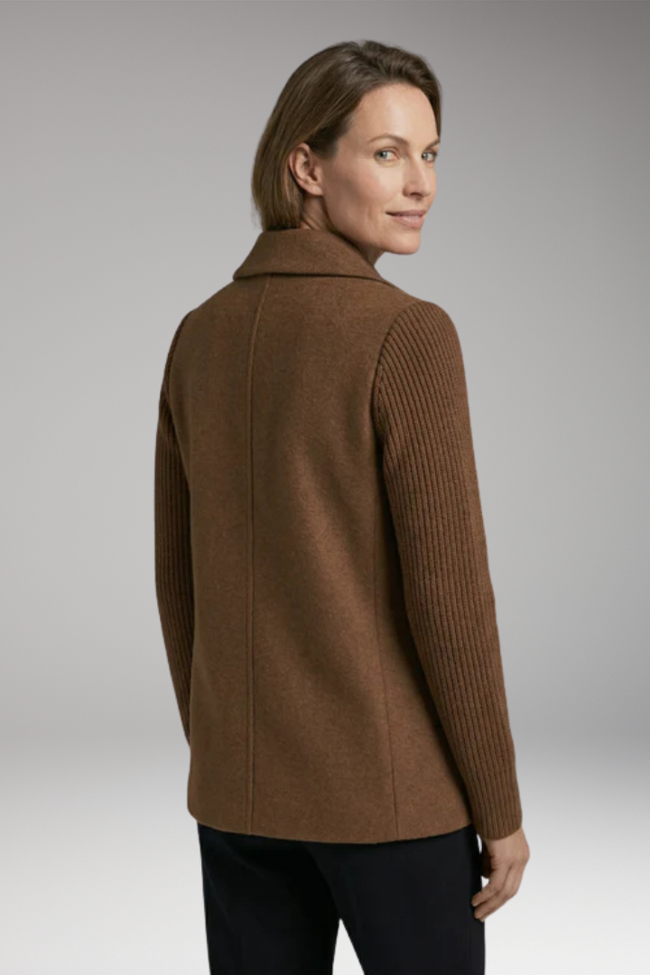 Women's Classic Coat with Double-Breasted Design and Notch Lapel