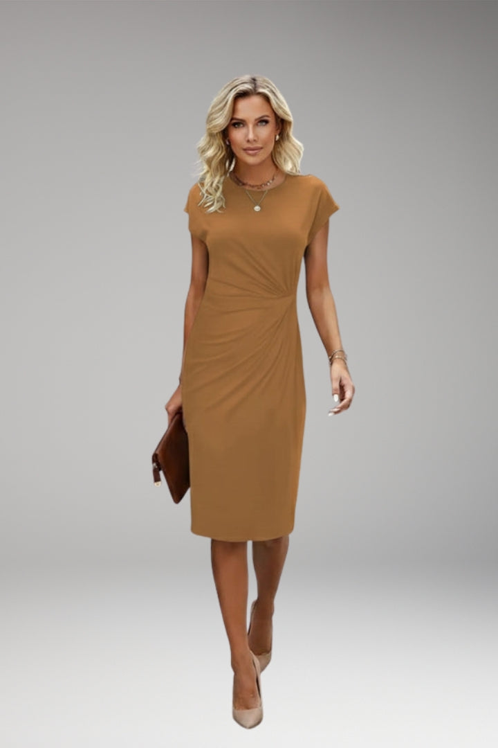 Women's Waist-Accentuated Style Dress with Short Sleeves