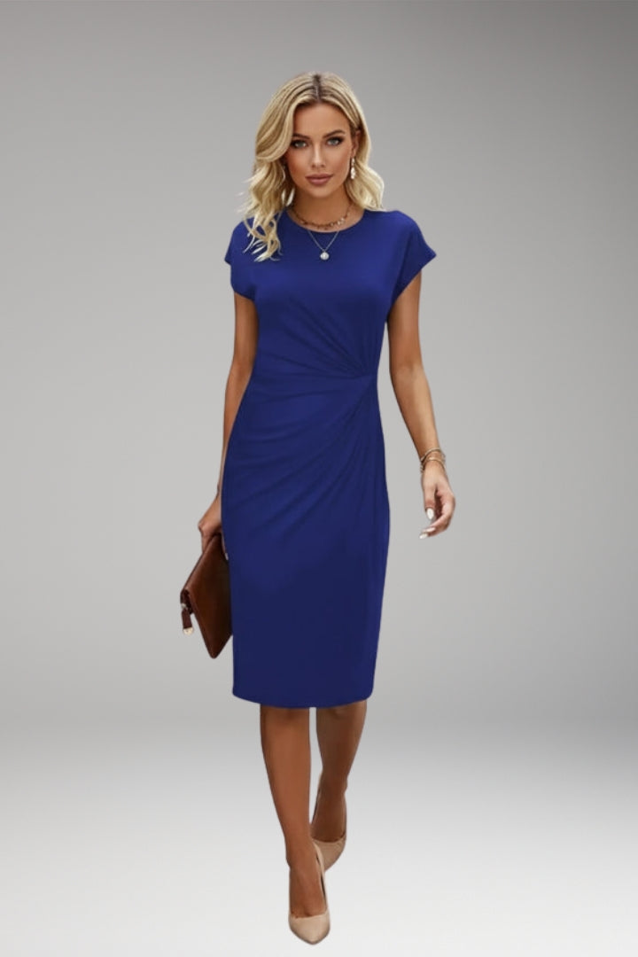 Women's Waist-Accentuated Style Dress with Short Sleeves