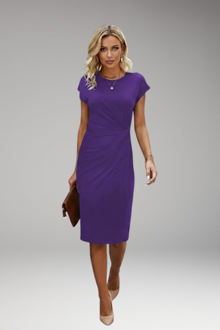 Women's Waist-Accentuated Style Dress with Short Sleeves