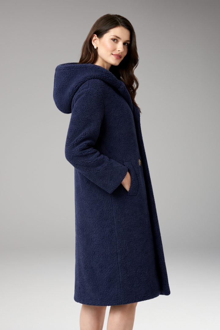 Women's Coat with Hood and Button Closure