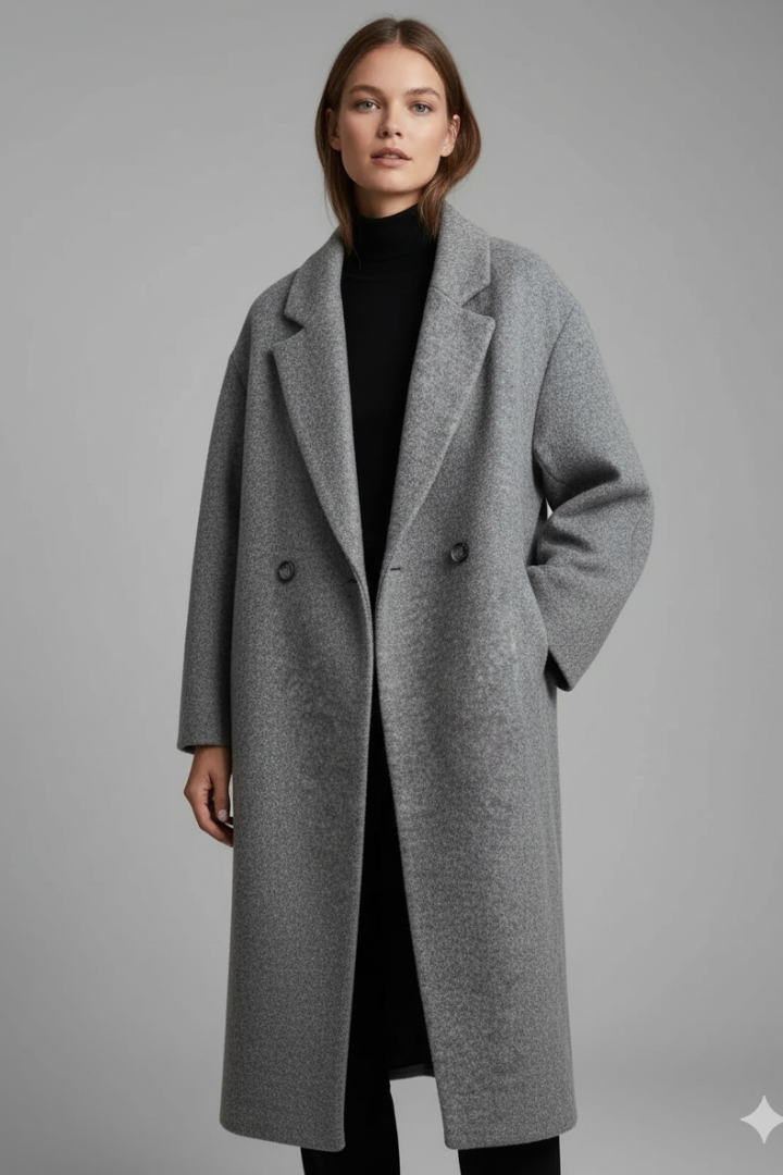 Women’s Coat with Lapel Collar and Long Length