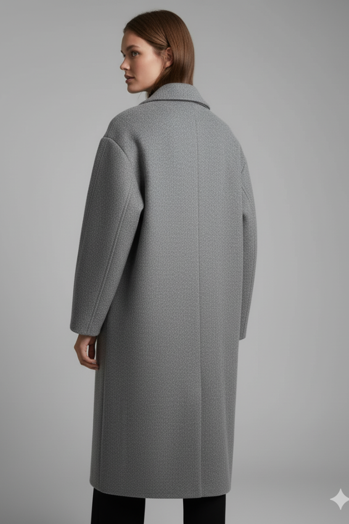 Women’s Coat with Lapel Collar and Long Length