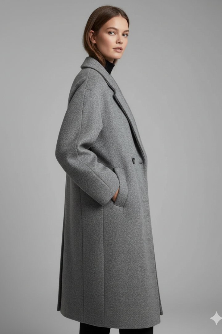 Women’s Coat with Lapel Collar and Long Length