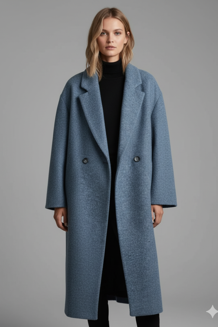 Women’s Coat with Lapel Collar and Long Length