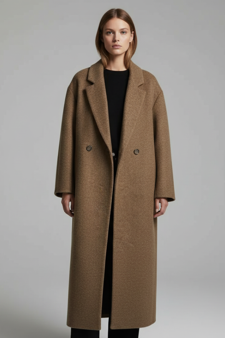 Women’s Coat with Lapel Collar and Long Length