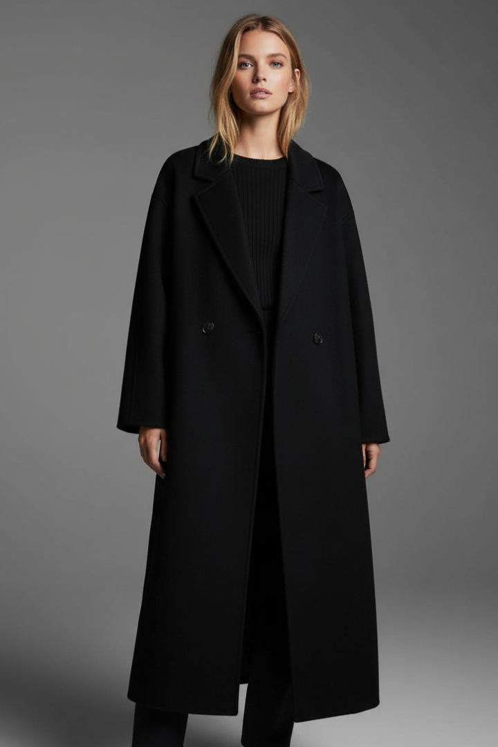 Women’s Coat with Lapel Collar and Long Length