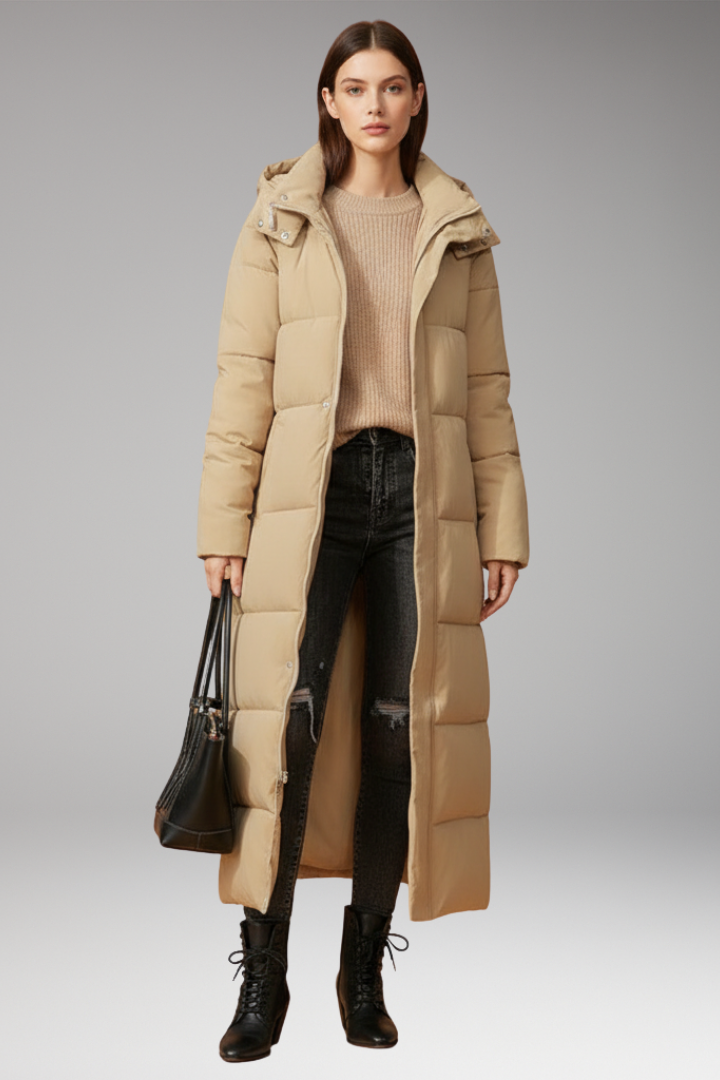 Women’s Coat with Quilted Surface and Long Length