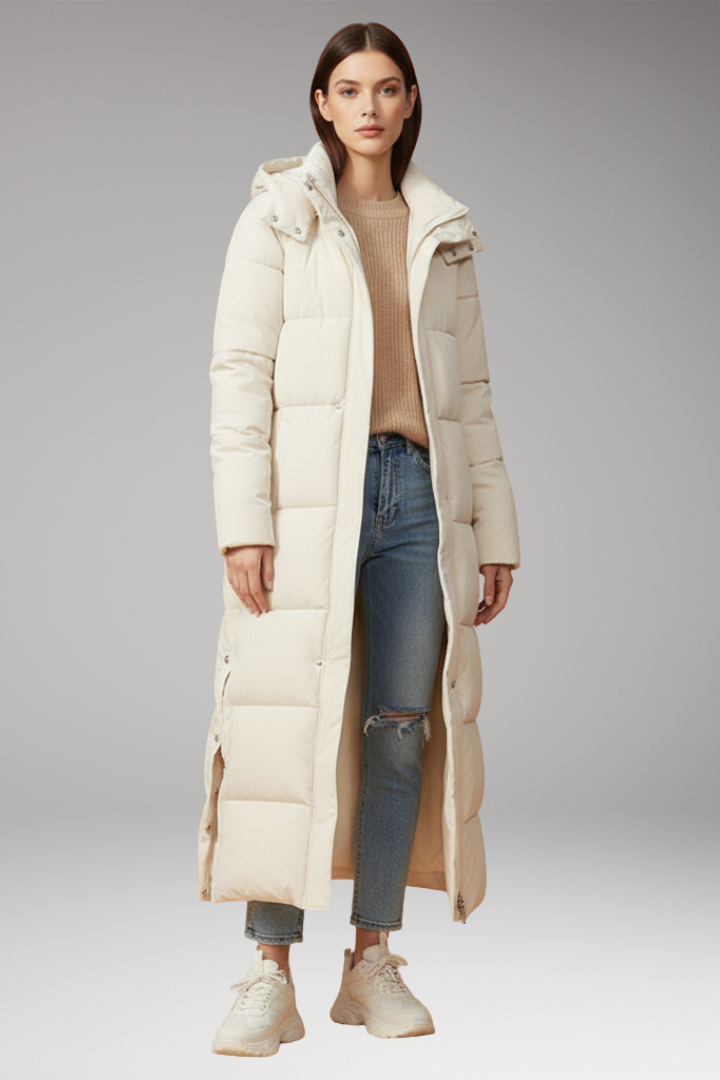 Women’s Coat with Quilted Surface and Long Length