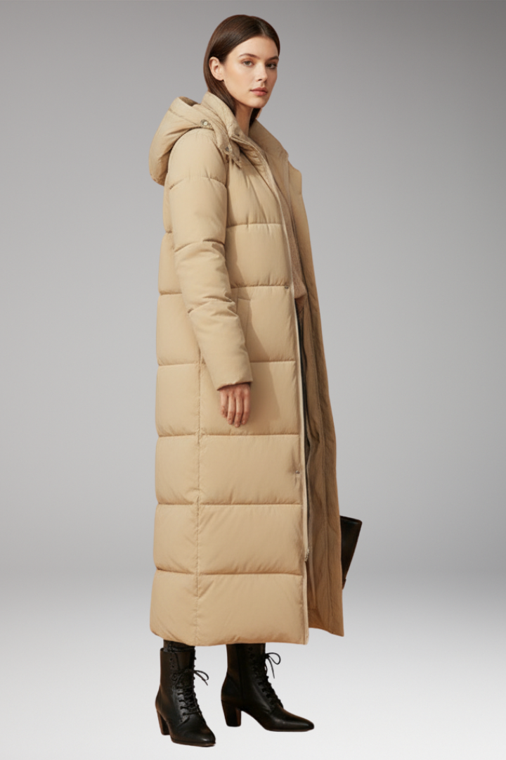 Women’s Coat with Quilted Surface and Long Length