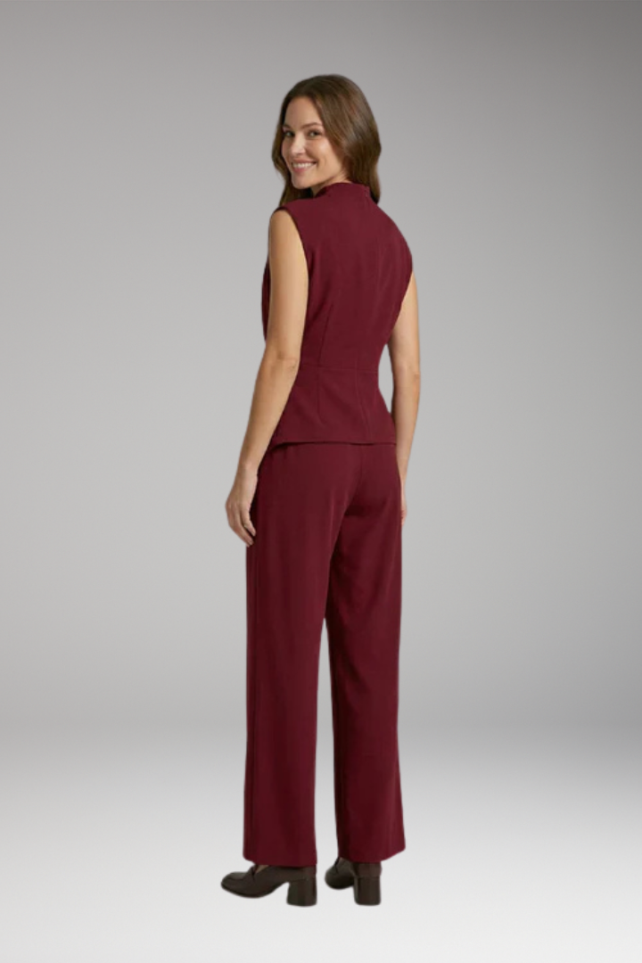 Women's Cozy Two-Piece Set with Draped Top and High-Waisted Pants