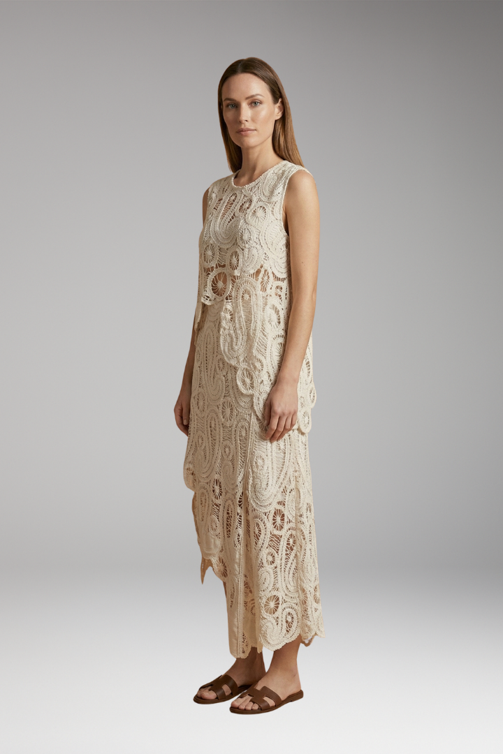 Women's Crochet Sleeveless Tank and Skirt Set