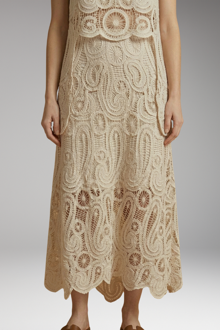 Women's Crochet Sleeveless Tank and Skirt Set