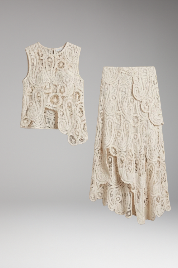 Women's Crochet Sleeveless Tank and Skirt Set