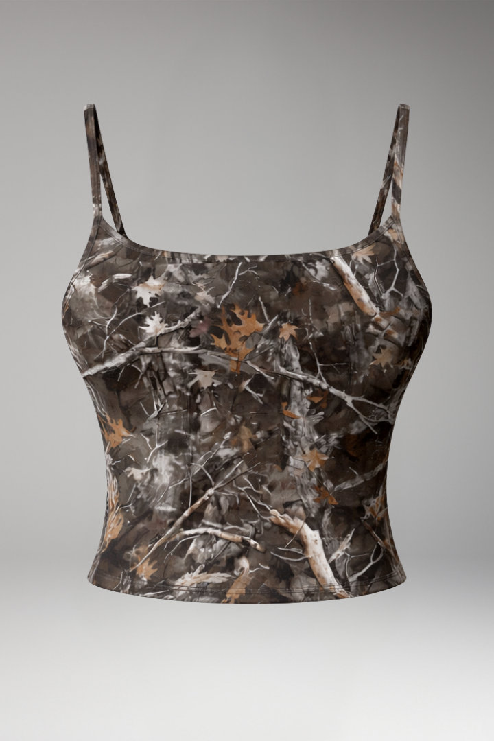 Women's Crop Top with Square Neck and Printed Surface