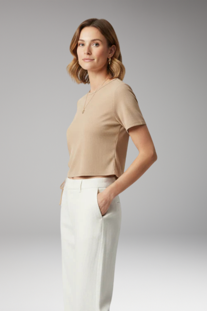 Women's Cropped T Shirt with Side Drawstring