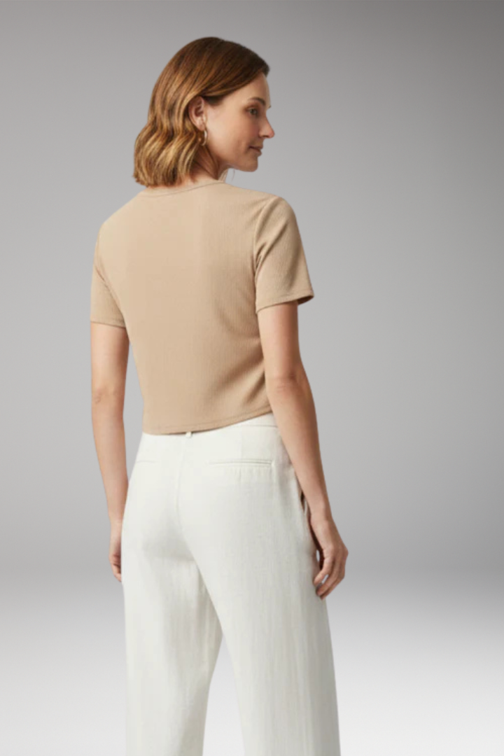 Women's Cropped T Shirt with Side Drawstring