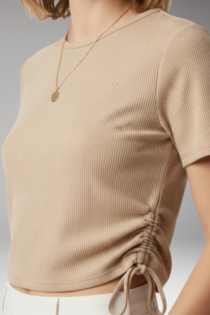 Women's Cropped T Shirt with Side Drawstring