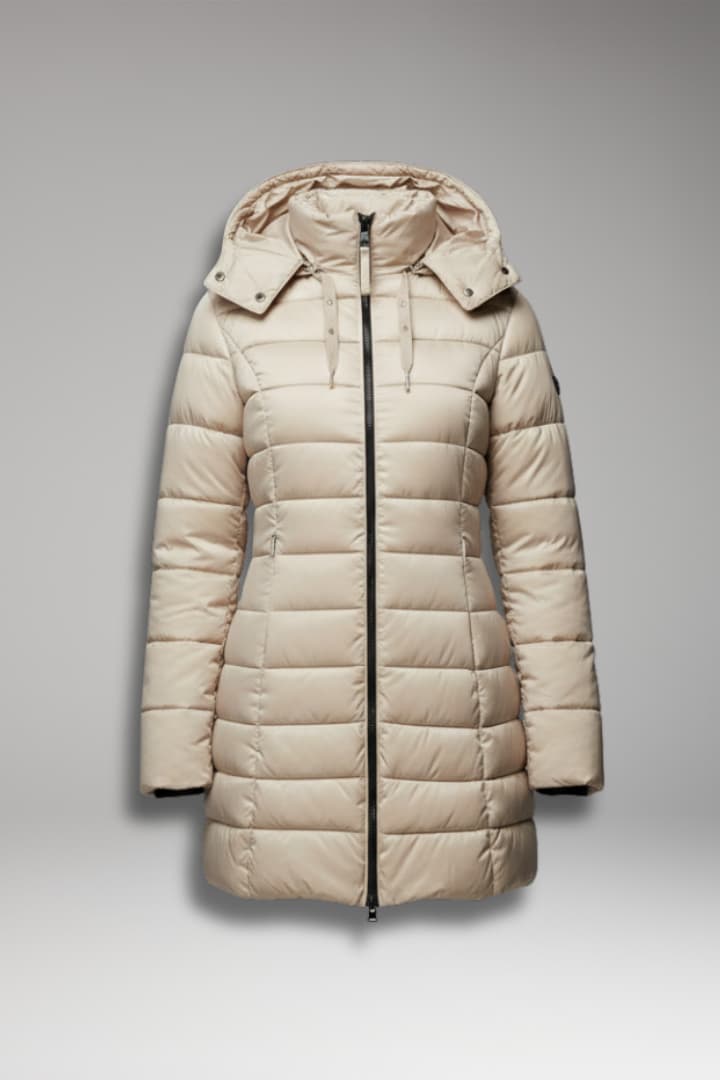 Women’s Down Jacket with Hood and Zip Closure