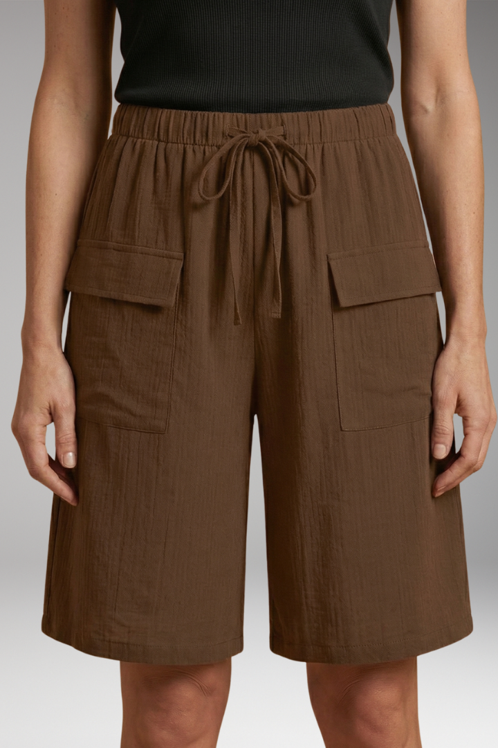 Women's Drawstring Shorts with Elastic Waistband and Soft-Touch Fabric