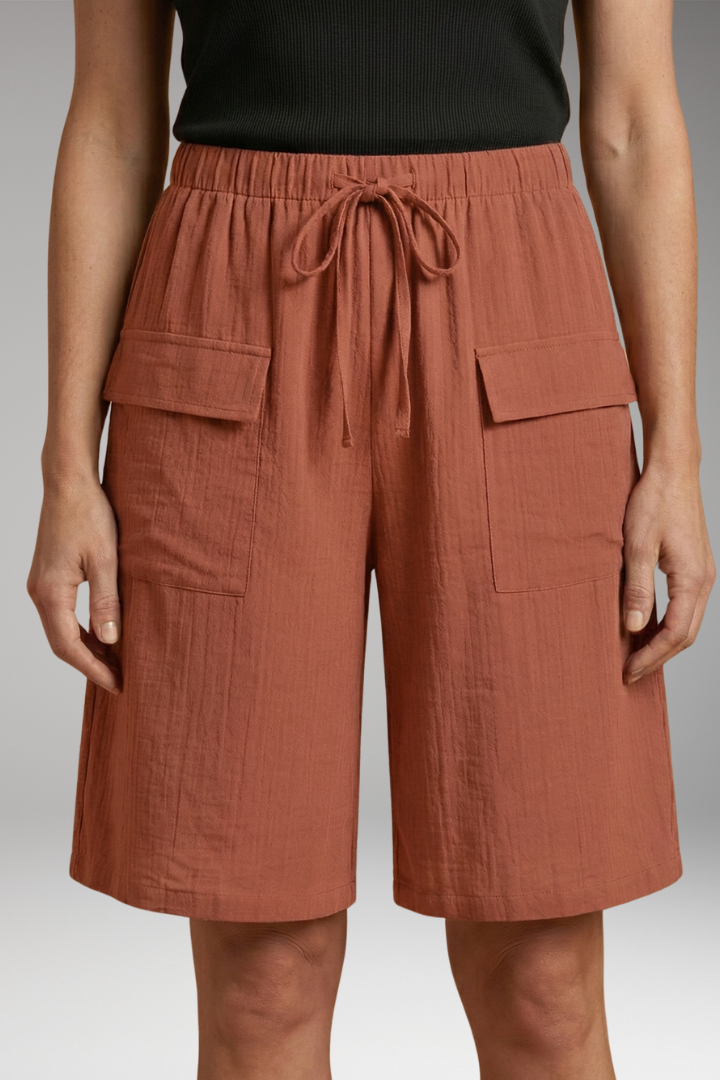Women's Drawstring Shorts with Elastic Waistband and Soft-Touch Fabric
