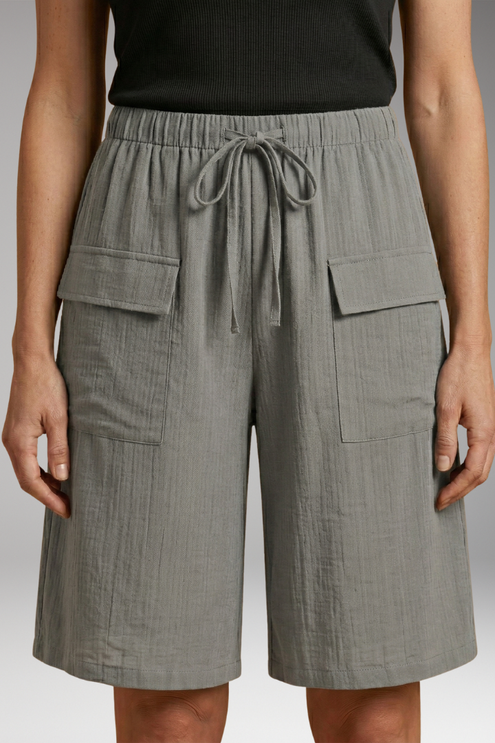 Women's Drawstring Shorts with Elastic Waistband and Soft-Touch Fabric
