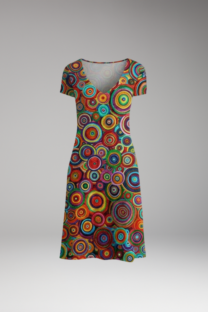 Women's Dress with Abstract Pattern and Vibrant