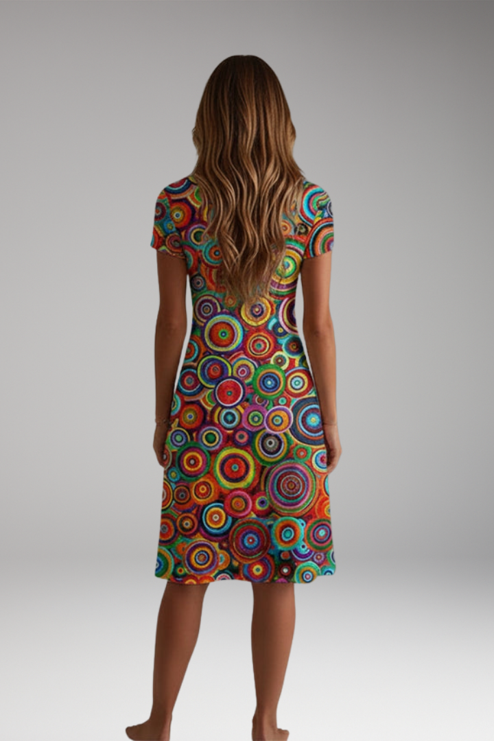 Women's Dress with Abstract Pattern and Vibrant