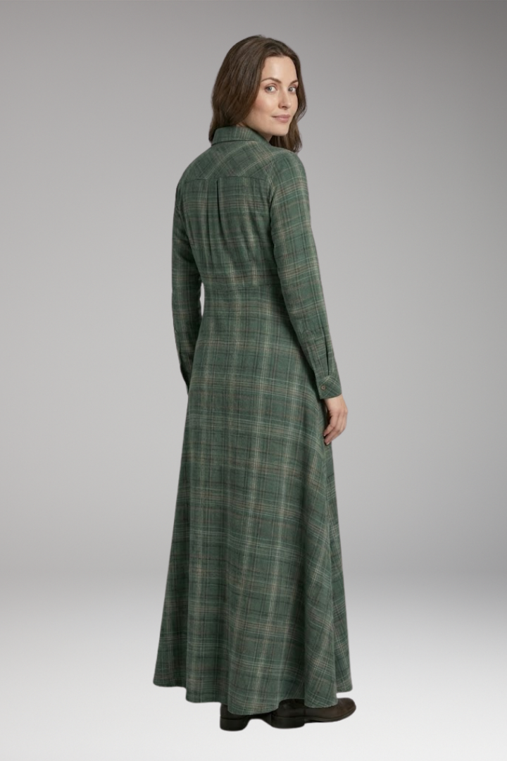 Women's Dress with Checkered Print and Button'Down Front