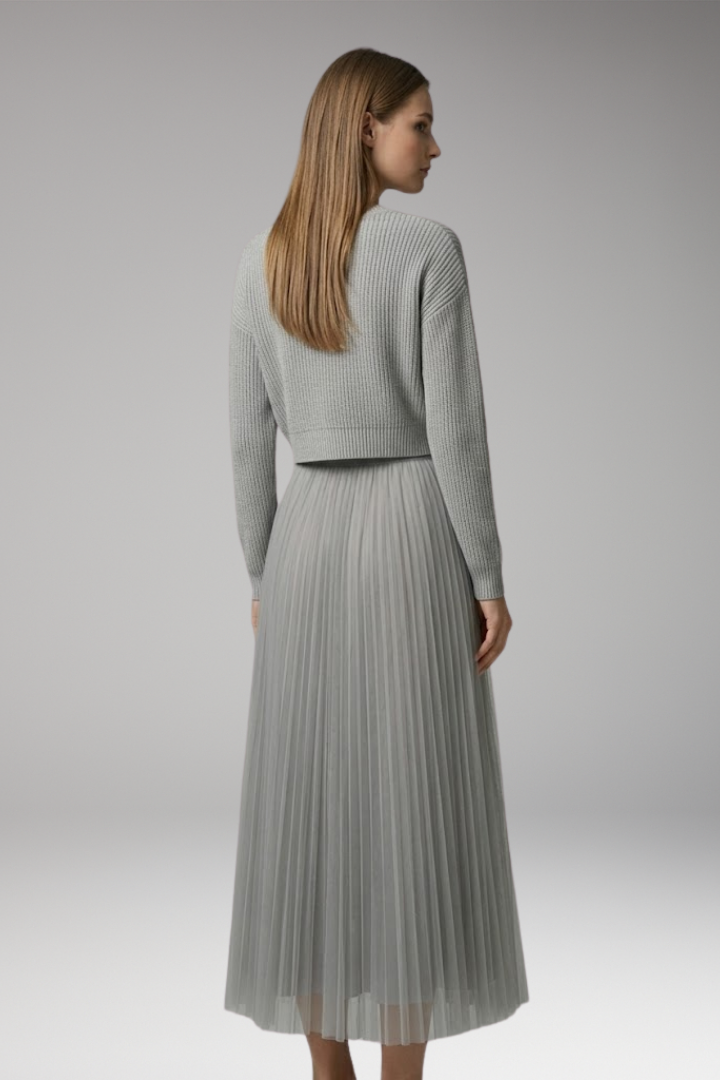 Women's Dress with Cropped Top and Pleated Tulle Skirt
