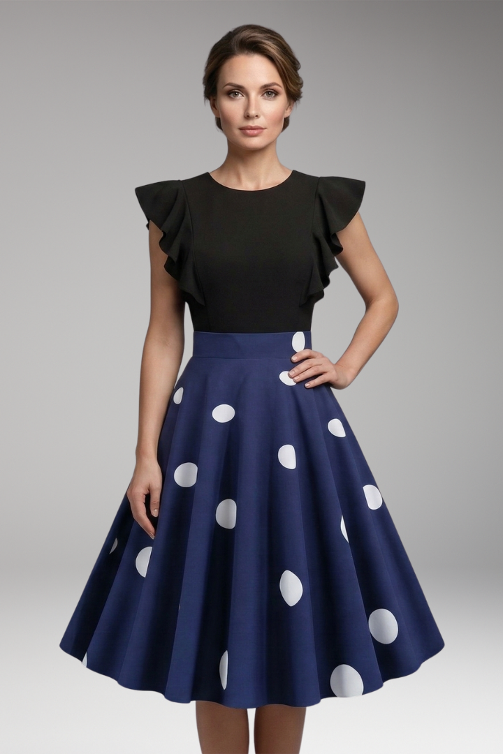 Women's Dress with Fitted Bodice and Flared Skirt