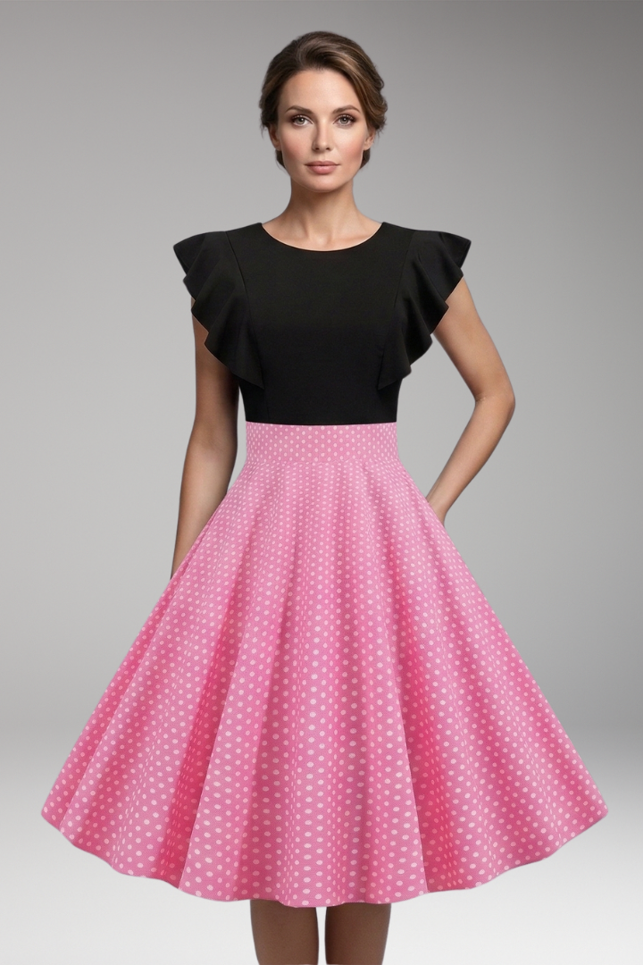 Women's Dress with Fitted Bodice and Flared Skirt