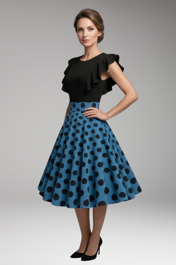 Women's Dress with Fitted Bodice and Flared Skirt