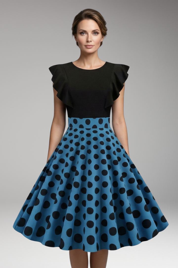 Women's Dress with Fitted Bodice and Flared Skirt