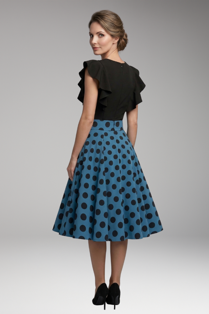 Women's Dress with Fitted Bodice and Flared Skirt