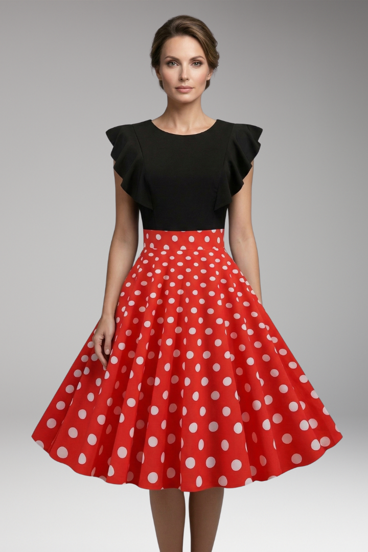 Women's Dress with Fitted Bodice and Flared Skirt