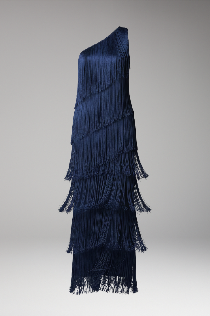 Women's Dress with Fringed Details and Modern Design