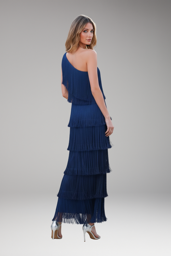 Women's Dress with Fringed Details and Modern Design
