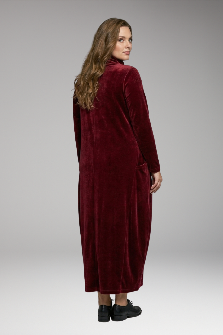Women's Dress with High Neck and Long Sleeves