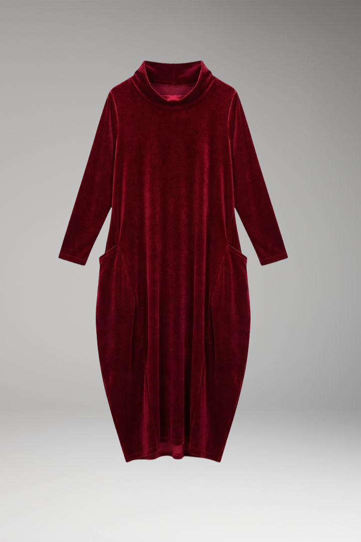 Women's Dress with High Neck and Long Sleeves