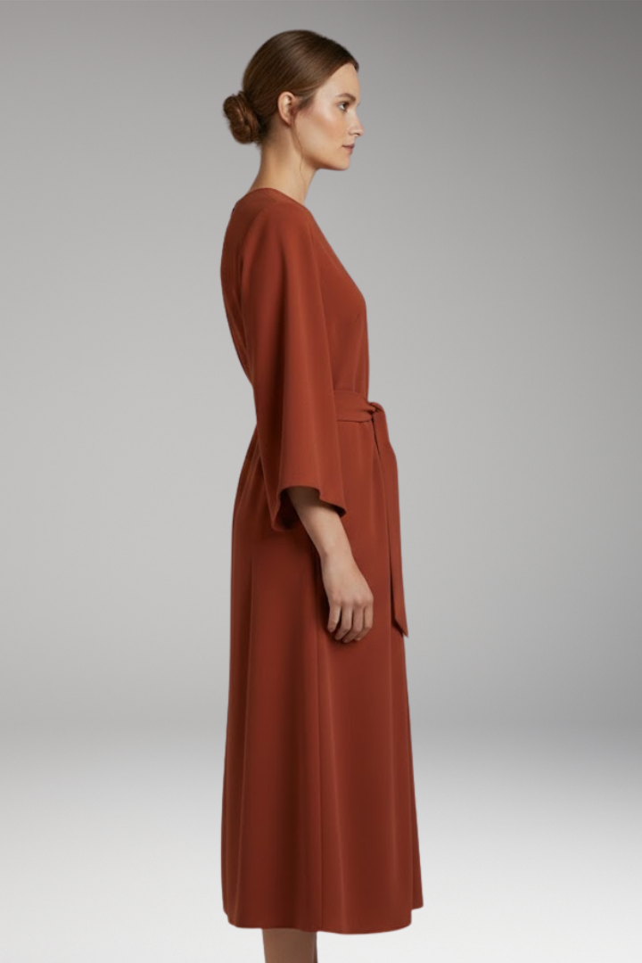 Women's Dress with Lantern Sleeves and Belt