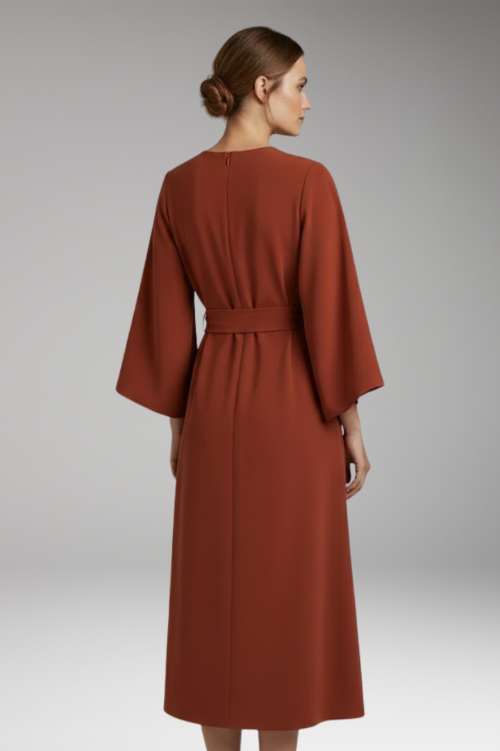 Women's Dress with Lantern Sleeves and Belt