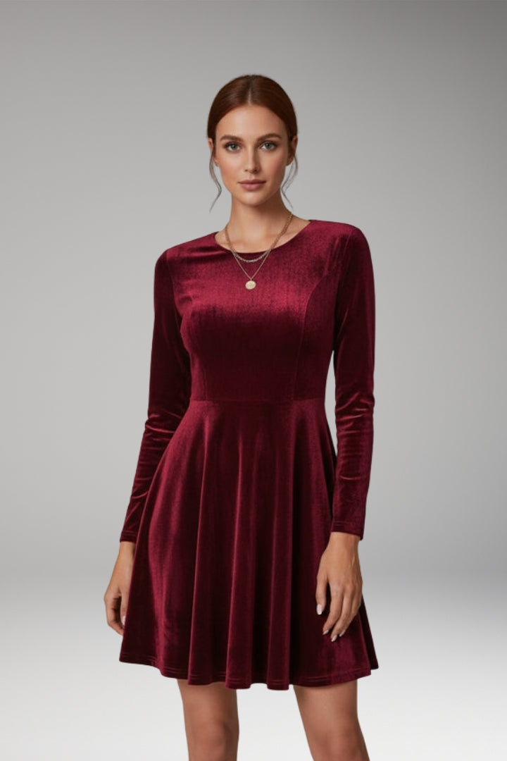 Women's Dress with Long Sleeves and Round Neckline