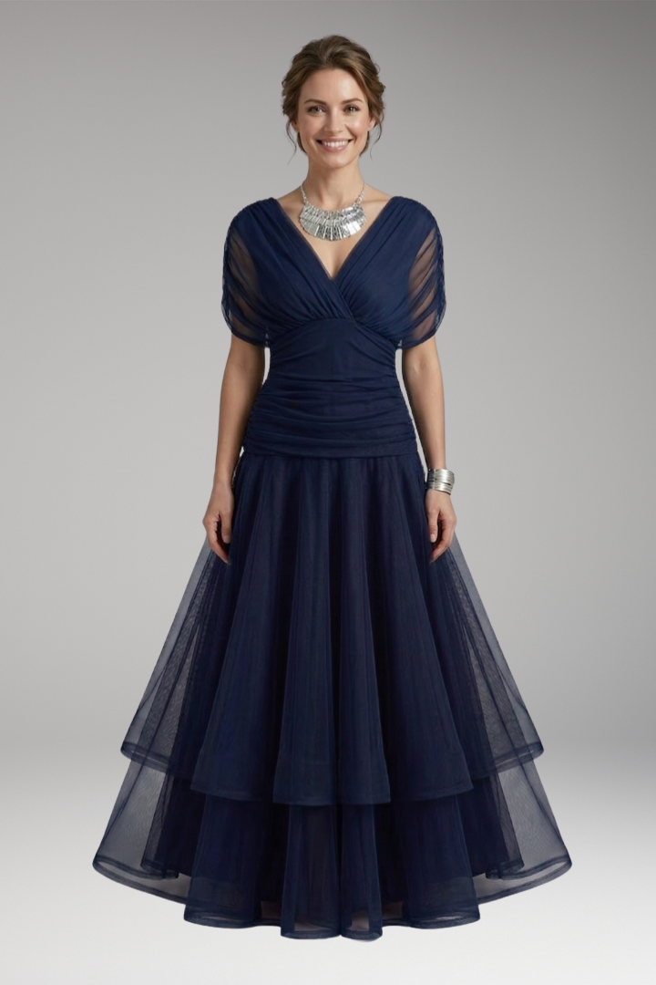Women's Dress with Off-Shoulder Neckline and Draped Design