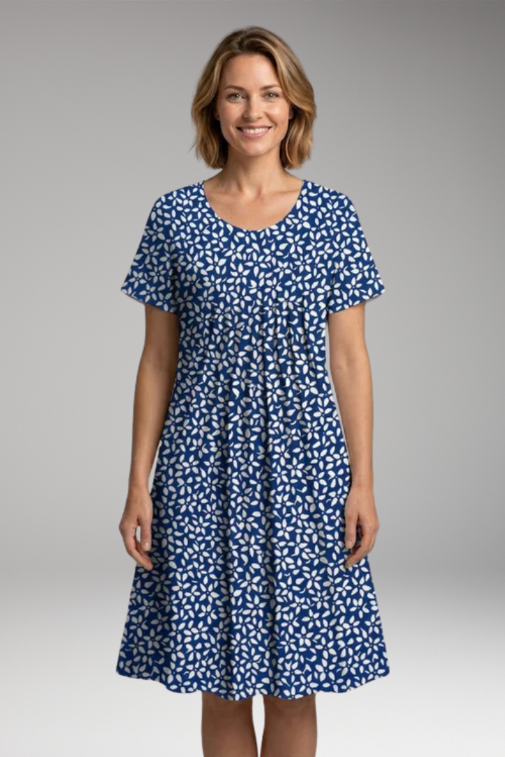Women's Dress with Round Neck and Floral Print