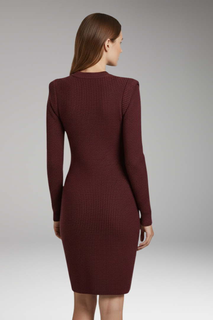 Women's Dress with Round Neckline and Long Sleeves